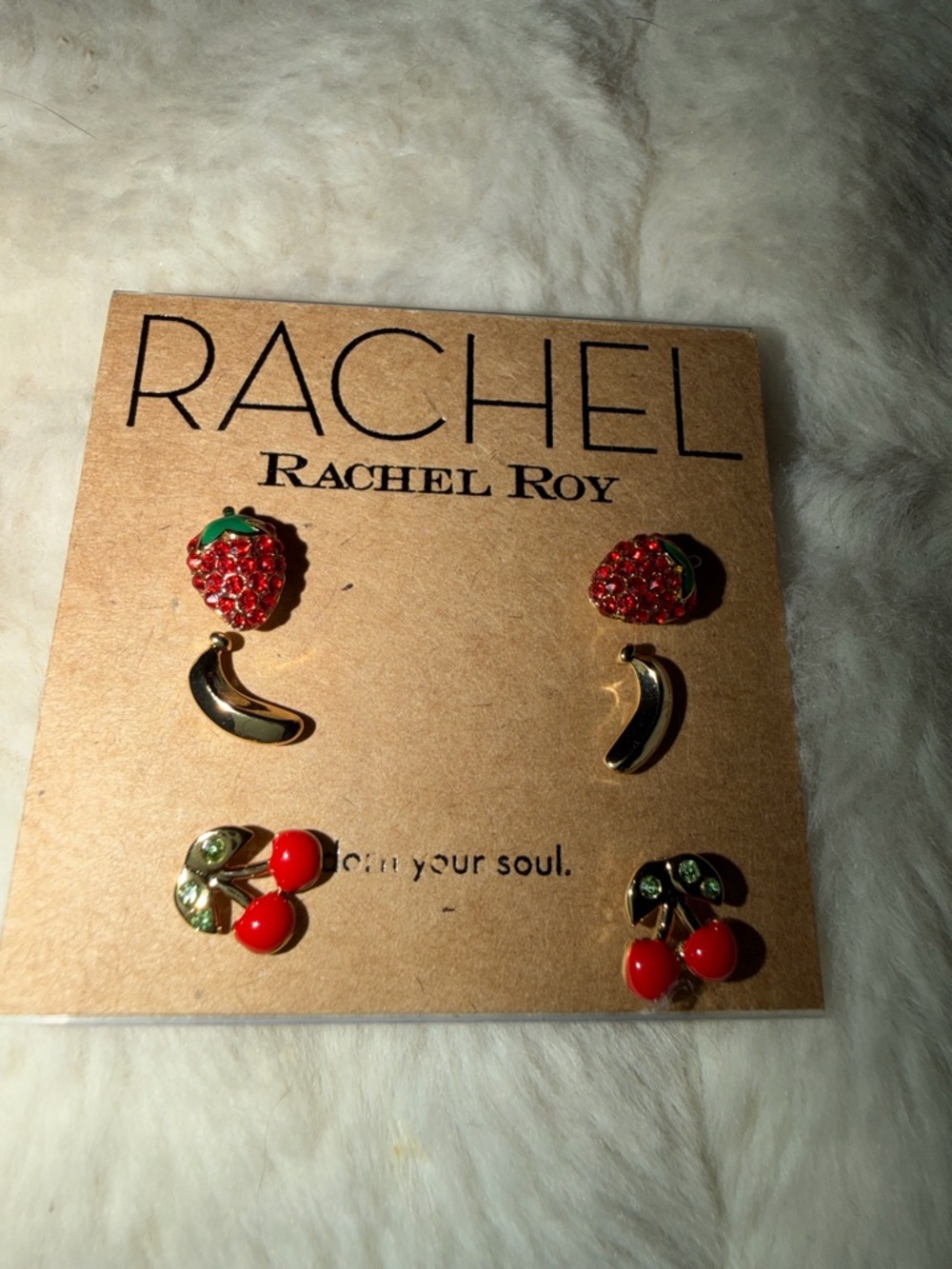 RACHEL Rachel Roy Red Strawberry, Red Cherry and Gold Drop Earring Set